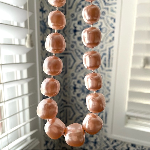 Gorgeous vintage champagne blush faux chunky pearl choker necklace midcentury - Picture 8 of 10